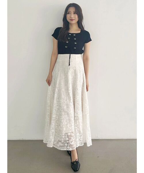 MERCURYDUO（マーキュリーデュオ）の「レースパッチワークフレアスカート（スカート・レディース・オフホワイト/ピンク・SMALL/MEDIUM）」の16枚目の写真