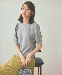 シャイニーラメパフスリーブ カットソー