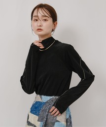 フロッキーハートハイネックトップス タトゥーライクフロッキープリントハイネックトップス Palm