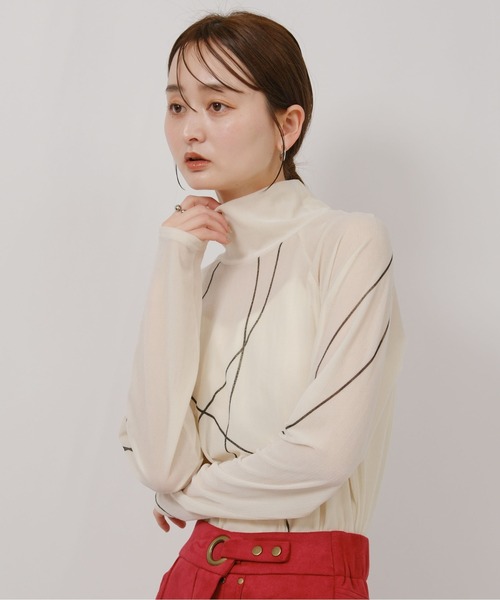 palm RICHE(ポームリシュ)の「タトゥーライクフロッキープリントハイネックトップス(Tシャツ/カットソー・レディース・ブラック/オフホワイト/ライトイエロー・M)」の21枚目の写真