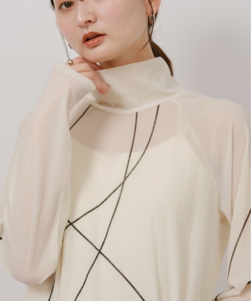 palm RICHE(ポームリシュ)の「タトゥーライクフロッキープリントハイネックトップス(Tシャツ/カットソー・レディース・ブラック/オフホワイト/ライトイエロー・M)」の16枚目の写真