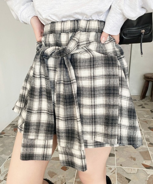 セール】ラップスカート風チェック柄ショートパンツ（その他パンツ