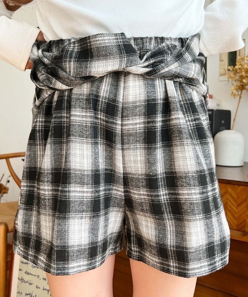 セール】ラップスカート風チェック柄ショートパンツ（その他パンツ
