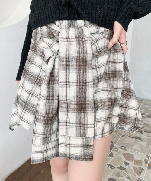 セール】ラップスカート風チェック柄ショートパンツ（その他パンツ