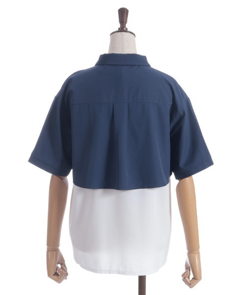 金具使バイカラーブラウス（シャツ/ブラウス）｜axes femme