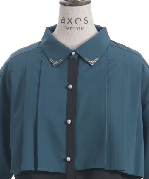 【ネヲン】axes femme ジャケット+ブラウス axes femme｜金具使バイカラーブラウス | Rakuten Fashion(楽天