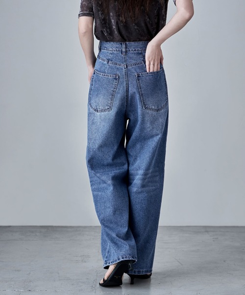 etoll.(エトル)の「ポケットデザインルーズダッドデニム(デニムパンツ・レディース・ブルー/グレー・S/M)」の4枚目の写真