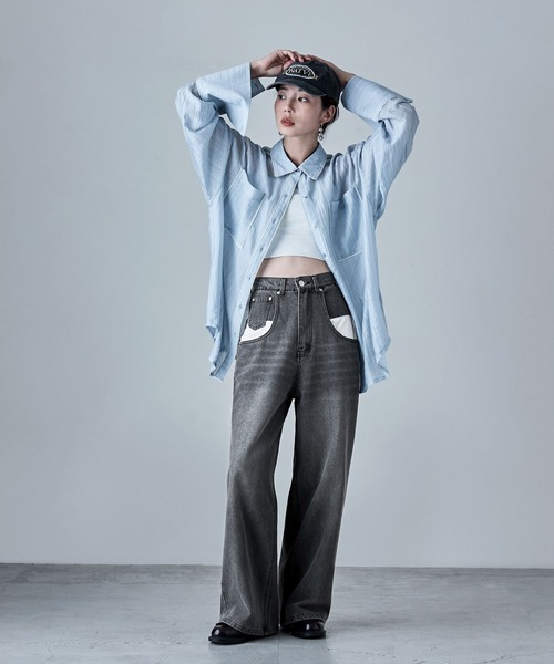 etoll.(エトル)の「ポケットデザインルーズダッドデニム(デニムパンツ・レディース・ブルー/グレー・S/M)」の21枚目の写真