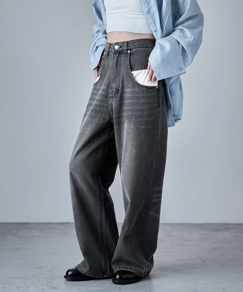 etoll.(エトル)の「ポケットデザインルーズダッドデニム(デニムパンツ・レディース・ブルー/グレー・S/M)」の15枚目の写真