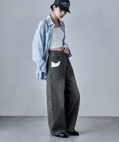etoll.(エトル)の「ポケットデザインルーズダッドデニム(デニムパンツ・レディース・ブルー/グレー・S/M)」の13枚目の写真