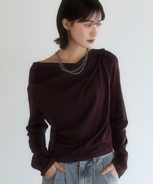 【2WAY】鎖骨がキレイに見える、オフショルアシンメトリーカットソー