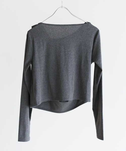 shetila(シェティラ)の「【2WAY】鎖骨がキレイに見える、オフショルアシンメトリーカットソー(Tシャツ/カットソー・レディース・ブラック/チャコール/ブラウン/ブラック系その他/杢グレー/オフホワイト/イエロー/ホワイト系その他・FREE)」の11枚目の写真