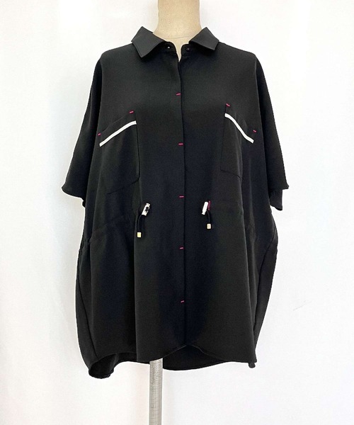 Q（キュー）の「ポプリンフレンチドロストシャツ（シャツ/ブラウス・レディース・ブラウン/ブラック・MEDIUM）」の13枚目の写真