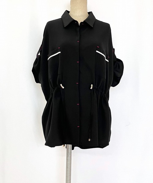 Q（キュー）の「ポプリンフレンチドロストシャツ（シャツ/ブラウス・レディース・ブラウン/ブラック・MEDIUM）」の16枚目の写真