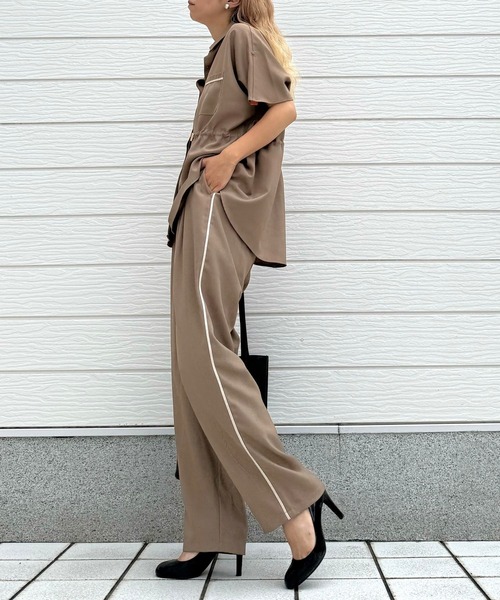 Q（キュー）の「ポプリンフレンチドロストシャツ（シャツ/ブラウス・レディース・ブラウン/ブラック・MEDIUM）」の5枚目の写真