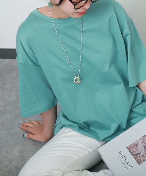 libelle more（リベル モア）の「〈接触冷感〉バイオシルケット切替プルオーバー（Tシャツ/カットソー・レディース・グリーン/ブラック/オフホワイト/ブルー・L/M）」の4枚目の写真