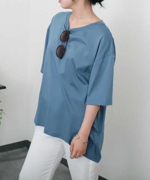 libelle more（リベル モア）の「〈接触冷感〉バイオシルケット切替プルオーバー（Tシャツ/カットソー・レディース・グリーン/ブラック/オフホワイト/ブルー・L/M）」の15枚目の写真