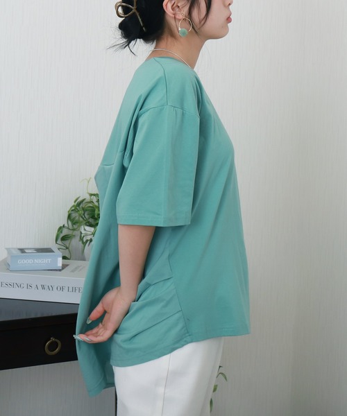 libelle more（リベル モア）の「〈接触冷感〉バイオシルケット切替プルオーバー（Tシャツ/カットソー・レディース・グリーン/ブラック/オフホワイト/ブルー・L/M）」の11枚目の写真