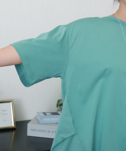 libelle more（リベル モア）の「〈接触冷感〉バイオシルケット切替プルオーバー（Tシャツ/カットソー・レディース・グリーン/ブラック/オフホワイト/ブルー・L/M）」の6枚目の写真