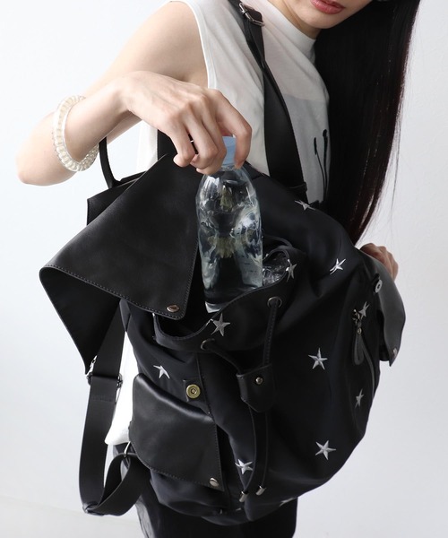 Three Four Time(スリーフォータイム)の「ラム×ナイロン星刺繍BIGリュック(バックパック/リュック・レディース・ブラック・FREE)」の14枚目の写真