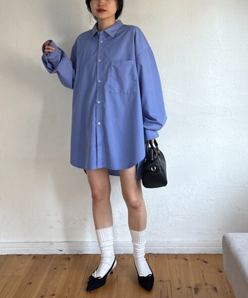 CIAOPANIC TYPY（チャオパニックティピー）の「【WEB限定】【４サイズ展開】ルーズシルエットレギュラーカラーアソートシャツ（シャツ/ブラウス・レディース・ブルー/ベージュ/サックスブルー/ブラック/モカ・X-LARGE/LARGE/MEDIUM/SMALL）」の10枚目の写真