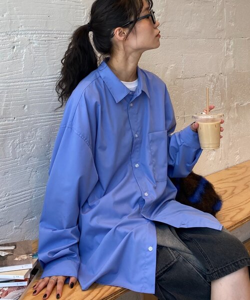 CIAOPANIC TYPY（チャオパニックティピー）の「【WEB限定】【４サイズ展開】ルーズシルエットレギュラーカラーアソートシャツ（シャツ/ブラウス・レディース・ブルー/ベージュ/サックスブルー/ブラック/モカ・X-LARGE/LARGE/MEDIUM/SMALL）」の12枚目の写真