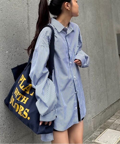 CIAOPANIC TYPY（チャオパニックティピー）の「【WEB限定】【４サイズ展開】ルーズシルエットレギュラーカラーアソートシャツ（シャツ/ブラウス・レディース・ブルー/ベージュ/サックスブルー/ブラック/モカ・X-LARGE/LARGE/MEDIUM/SMALL）」の17枚目の写真