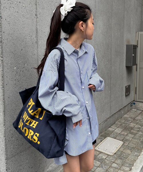 CIAOPANIC TYPY（チャオパニックティピー）の「【WEB限定】【４サイズ展開】ルーズシルエットレギュラーカラーアソートシャツ（シャツ/ブラウス・レディース・ブルー/ベージュ/サックスブルー/ブラック/モカ・X-LARGE/LARGE/MEDIUM/SMALL）」の18枚目の写真