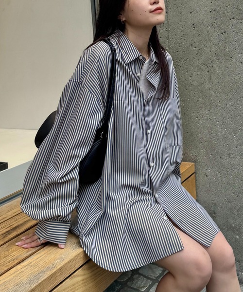 CIAOPANIC TYPY（チャオパニックティピー）の「【WEB限定】【４サイズ展開】ルーズシルエットレギュラーカラーアソートシャツ（シャツ/ブラウス・レディース・ブルー/ベージュ/サックスブルー/ブラック/モカ・X-LARGE/LARGE/MEDIUM/SMALL）」の4枚目の写真