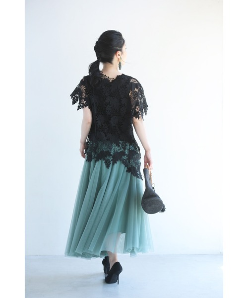 cawaii（カワイイ）の「光が美しく透ける木漏れ日レースのアシンメトリーカットソートップス（Tシャツ/カットソー・レディース・アイボリー/ブラック・FREE）」の14枚目の写真