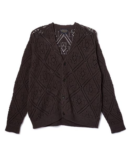 PENDLETON(ペンドルトン)の「PENDLETON/ペンドルトン レースステッチ 3ゲージ Vネックカーディガン(カーディガン/ボレロ・メンズ・チャコールグレー/ブラウン・MEDIUM/LARGE)」の2枚目の写真