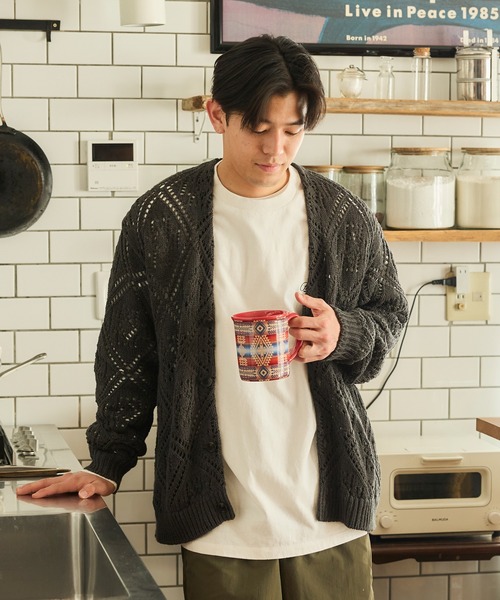 PENDLETON(ペンドルトン)の「PENDLETON/ペンドルトン レースステッチ 3ゲージ Vネックカーディガン(カーディガン/ボレロ・メンズ・チャコールグレー/ブラウン・MEDIUM/LARGE)」の1枚目の写真