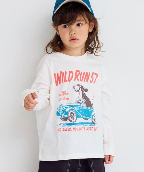 Life Support Products（ライフサポートプロダクツ）の「プリントL/S Tee（Tシャツ/カットソー・キッズ・マスタード/ベージュ/チャコール/レッド/カーキ/ライトピンク/ブラック/エメラルド/ブルー/オフホワイト・80/90/95/100/110/120/130/140/150）」の2枚目の写真