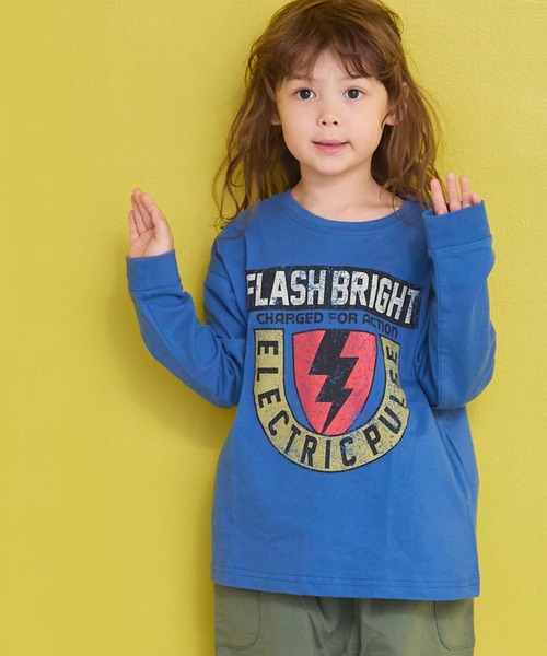 Life Support Products（ライフサポートプロダクツ）の「プリントL/S Tee（Tシャツ/カットソー・キッズ・マスタード/ベージュ/チャコール/レッド/カーキ/ライトピンク/ブラック/エメラルド/ブルー/オフホワイト・80/90/95/100/110/120/130/140/150）」の8枚目の写真