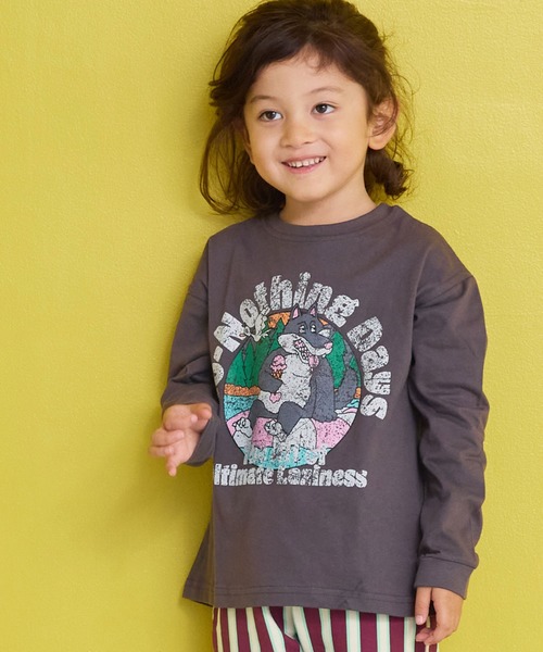 Life Support Products（ライフサポートプロダクツ）の「プリントL/S Tee（Tシャツ/カットソー・キッズ・マスタード/ベージュ/チャコール/レッド/カーキ/ライトピンク/ブラック/エメラルド/ブルー/オフホワイト・80/90/95/100/110/120/130/140/150）」の4枚目の写真