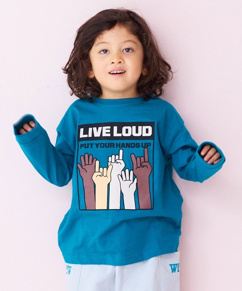 Life Support Products（ライフサポートプロダクツ）の「プリントL/S Tee（Tシャツ/カットソー・キッズ・マスタード/ベージュ/チャコール/レッド/カーキ/ライトピンク/ブラック/エメラルド/ブルー/オフホワイト・80/90/95/100/110/120/130/140/150）」の7枚目の写真