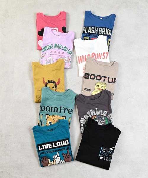 Life Support Products（ライフサポートプロダクツ）の「プリントL/S Tee（Tシャツ/カットソー・キッズ・マスタード/ベージュ/チャコール/レッド/カーキ/ライトピンク/ブラック/エメラルド/ブルー/オフホワイト・80/90/95/100/110/120/130/140/150）」の11枚目の写真