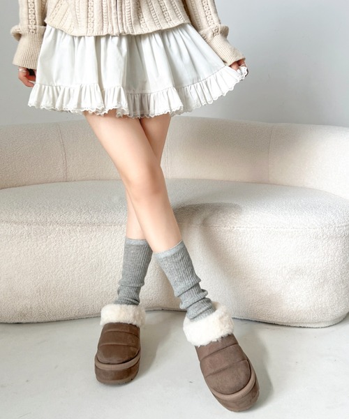 Shoes in Closet(シューズインクローゼット)の「厚底 ボリューム ラインソール ファー スリッポン ムートンブーツ 6494(スリッポン・レディース・ブラウン系その他/ベージュ/ブラック/キャメル・LL/L/M/S)」の9枚目の写真