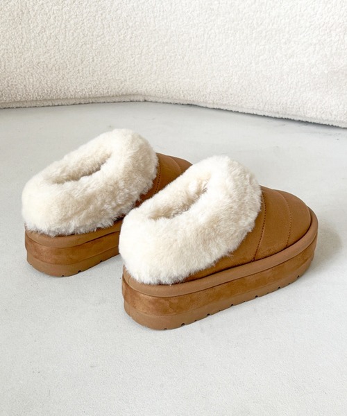 Shoes in Closet(シューズインクローゼット)の「厚底 ボリューム ラインソール ファー スリッポン ムートンブーツ 6494(スリッポン・レディース・ブラウン系その他/ベージュ/ブラック/キャメル・LL/L/M/S)」の15枚目の写真