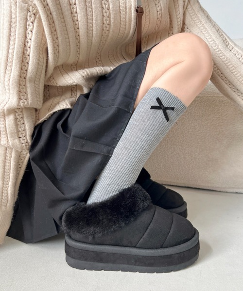 Shoes in Closet(シューズインクローゼット)の「厚底 ボリューム ラインソール ファー スリッポン ムートンブーツ 6494(スリッポン・レディース・ブラウン系その他/ベージュ/ブラック/キャメル・LL/L/M/S)」の19枚目の写真