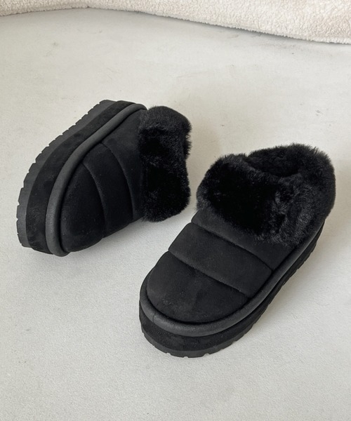 Shoes in Closet(シューズインクローゼット)の「厚底 ボリューム ラインソール ファー スリッポン ムートンブーツ 6494(スリッポン・レディース・ブラウン系その他/ベージュ/ブラック/キャメル・LL/L/M/S)」の21枚目の写真