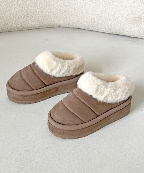 Shoes in Closet(シューズインクローゼット)の「厚底 ボリューム ラインソール ファー スリッポン ムートンブーツ 6494(スリッポン・レディース・ブラウン系その他/ベージュ/ブラック/キャメル・LL/L/M/S)」の22枚目の写真