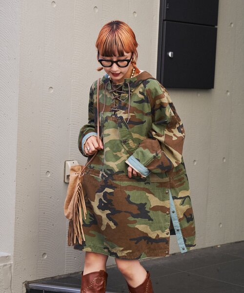 etsinta（エシンタ）の「etsintaミリタリーアノラックワンピース（ミリタリージャケット・レディース・オリーブ/カーキ・ONE SIZE）」の19枚目の写真