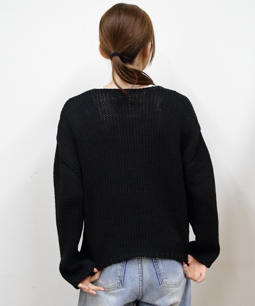 MEYAME（メヤメ）の「MEYAME/メヤメ　ロングスリットニット　LONG SLIT KNIT（ニット/セーター・レディース・ブラック/イエロー・FREE）」の7枚目の写真