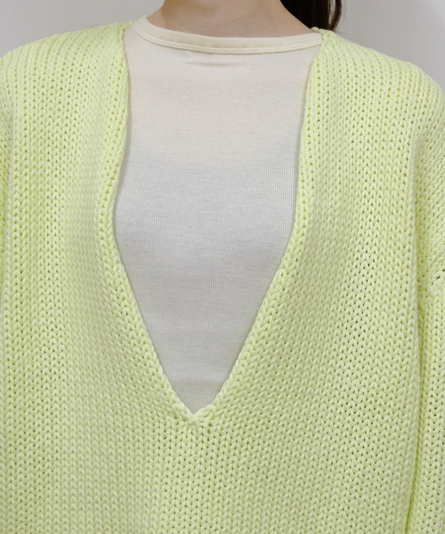 MEYAME（メヤメ）の「MEYAME/メヤメ　ロングスリットニット　LONG SLIT KNIT（ニット/セーター・レディース・ブラック/イエロー・FREE）」の9枚目の写真