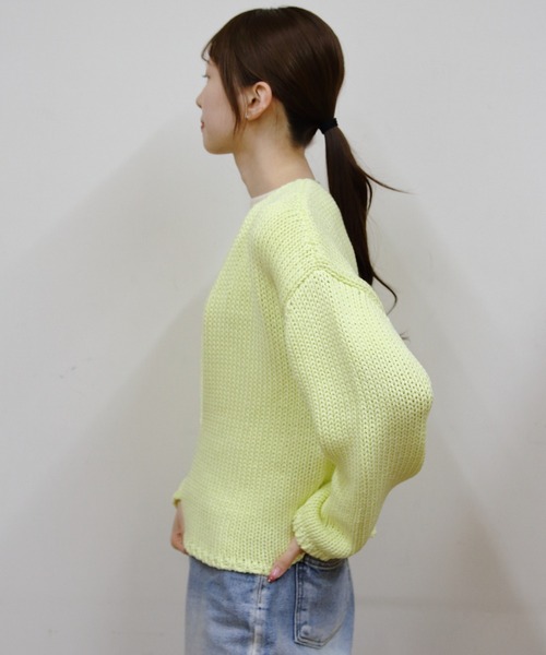 MEYAME（メヤメ）の「MEYAME/メヤメ　ロングスリットニット　LONG SLIT KNIT（ニット/セーター・レディース・ブラック/イエロー・FREE）」の12枚目の写真