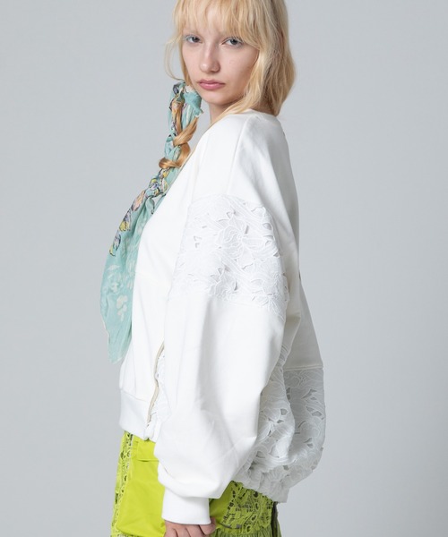 AULA AILA（アウラアイラ）の「レースレイヤードプルオーバー（スウェット・レディース・オフホワイト/ブラック/ミント・0）」の22枚目の写真