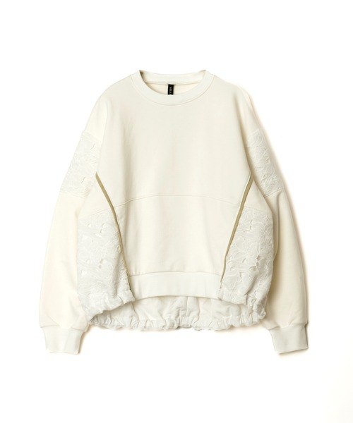 AULA AILA（アウラアイラ）の「レースレイヤードプルオーバー（スウェット・レディース・オフホワイト/ブラック/ミント・0）」の18枚目の写真