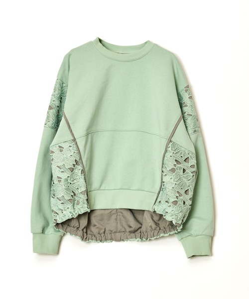 AULA AILA（アウラアイラ）の「レースレイヤードプルオーバー（スウェット・レディース・オフホワイト/ブラック/ミント・0）」の16枚目の写真