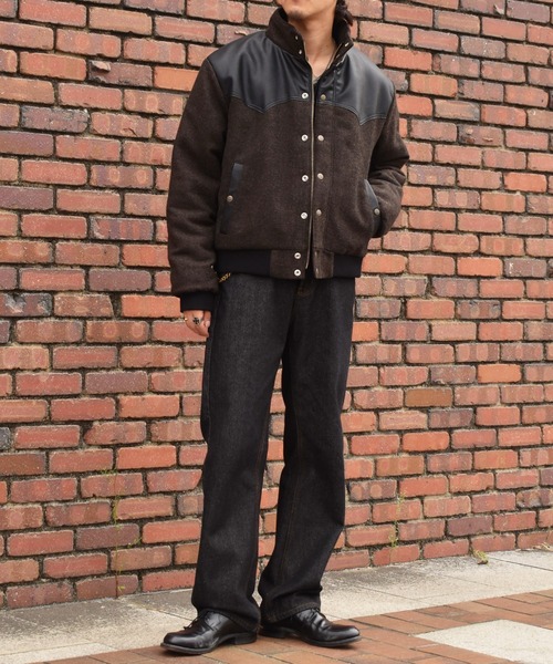 レザーヨーク中綿ツイードジャケット（ダウンジャケット/コート